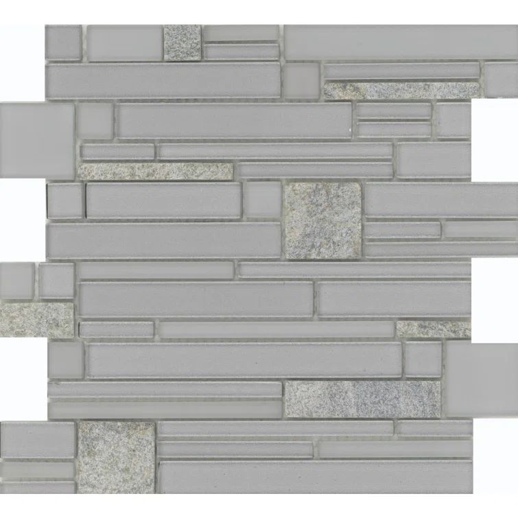 Spirit Gray Geometric Glass Mosaic Tile 12x12