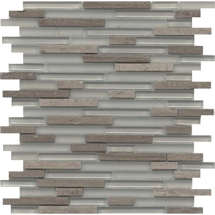 Certosa Gray and Glass Rectangular Mosaic Tile
