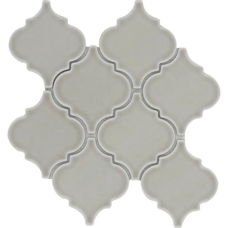 Fawn 10" x 11" Beveled Ceramic Arabesque Mosaic Wall Tile