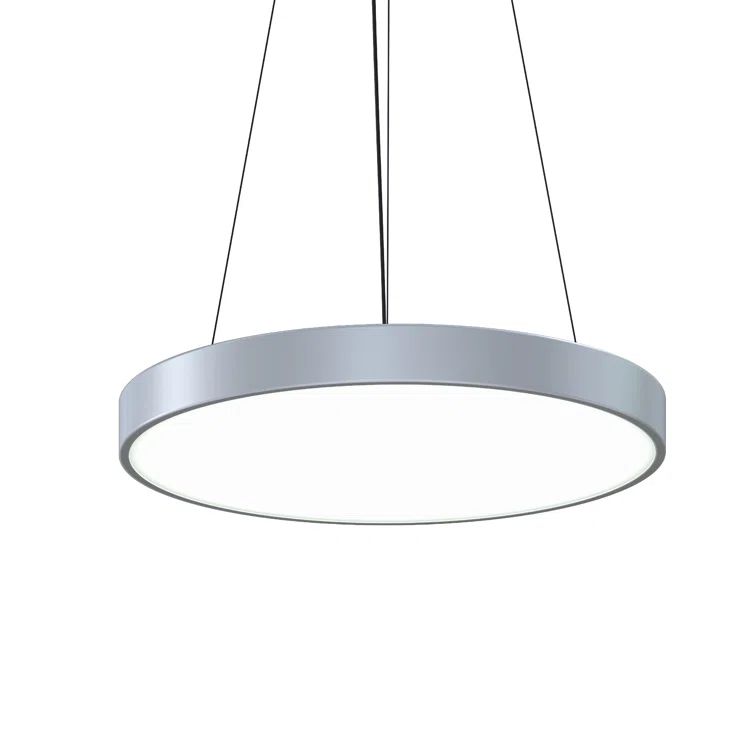 Pi Bright Satin Aluminum 24" LED Drum Pendant for Indoor/Outdoor