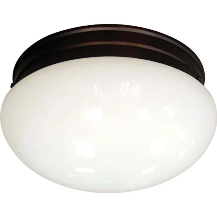 Antique Bronze 2-Light Flush Mount with Opalescent Glass