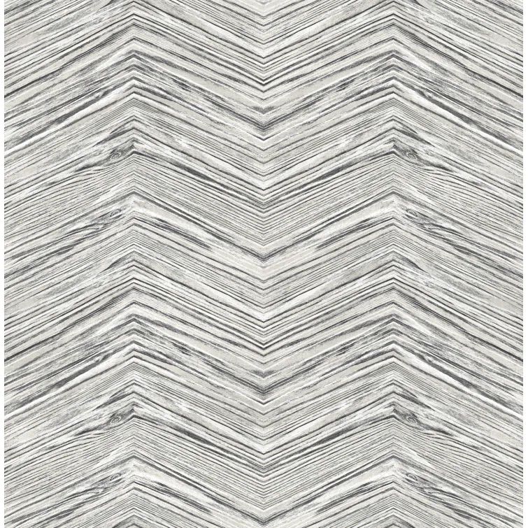 Gray and Black Chevron Wood Peel and Stick Wallpaper Roll