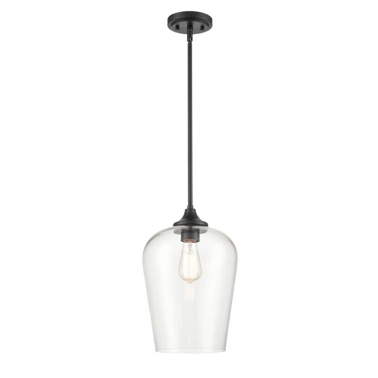 Ashford Mini-Pendant Light in Matte Black with Clear Glass Globe