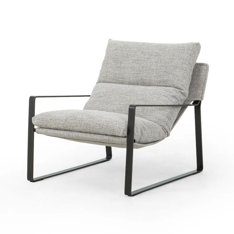 Light Grey Sling Armchair with Gunmetal Frame