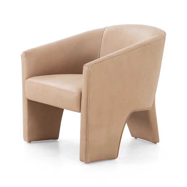 Palermo Nude Handcrafted Leather & Wood Barrel Chair