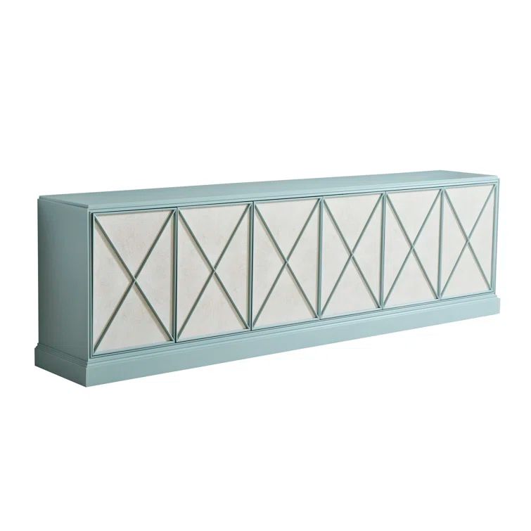 Rosalind 103" White and Blue Hardwood Media Console