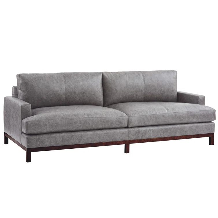 Barclay Butera Horizon 88'' Bronze Leather Sofa with Down Fill Cushions