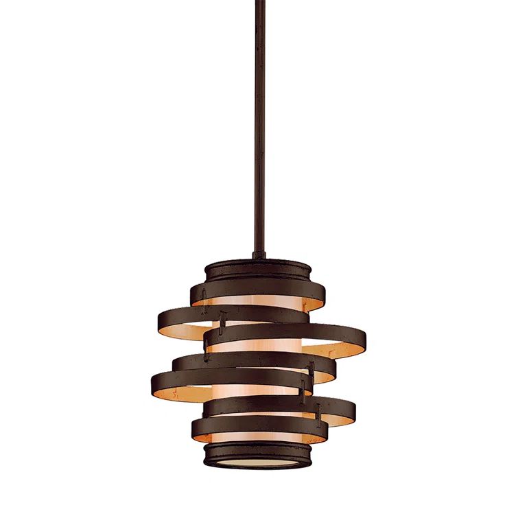 Vertigo Contemporary Bronze and Gold Leaf Mini Pendant Light