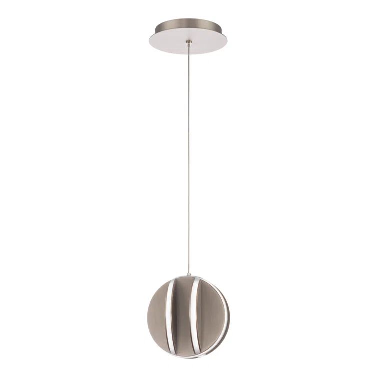 Mini Globe LED Pendant Light in Brushed Nickel with White Silicone Diffuser