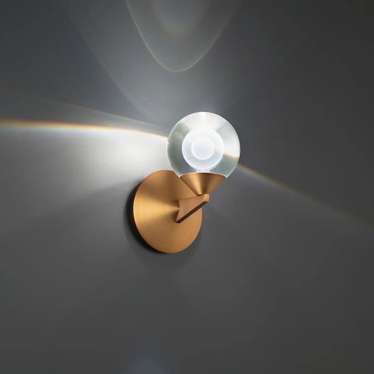Aged Brass Dimmable LED Sconce with Crystal Globe