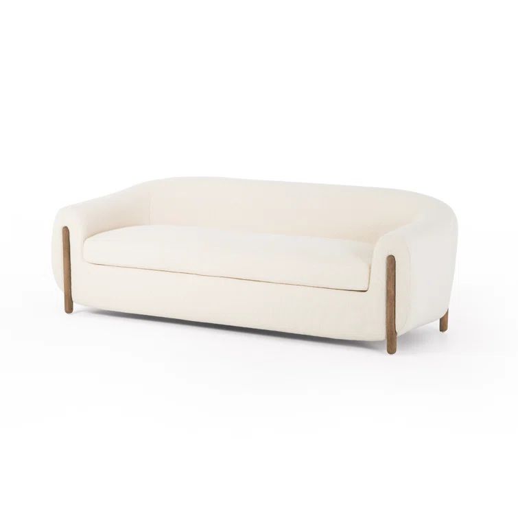 Kerbey Ivory Velvet Rolled Arm Plush Sofa