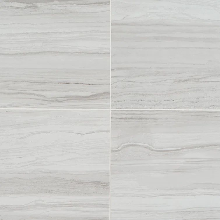 Luminus White Polished Marble Look Large Format Porcelain Tile