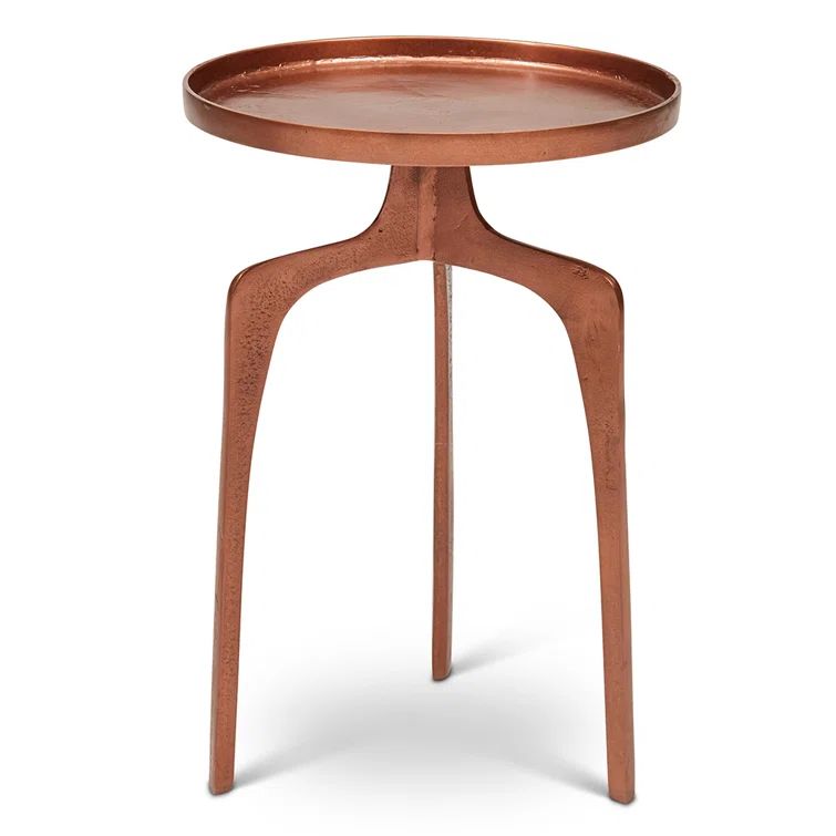 Copper Round Aluminum Side Table with Antique Finish