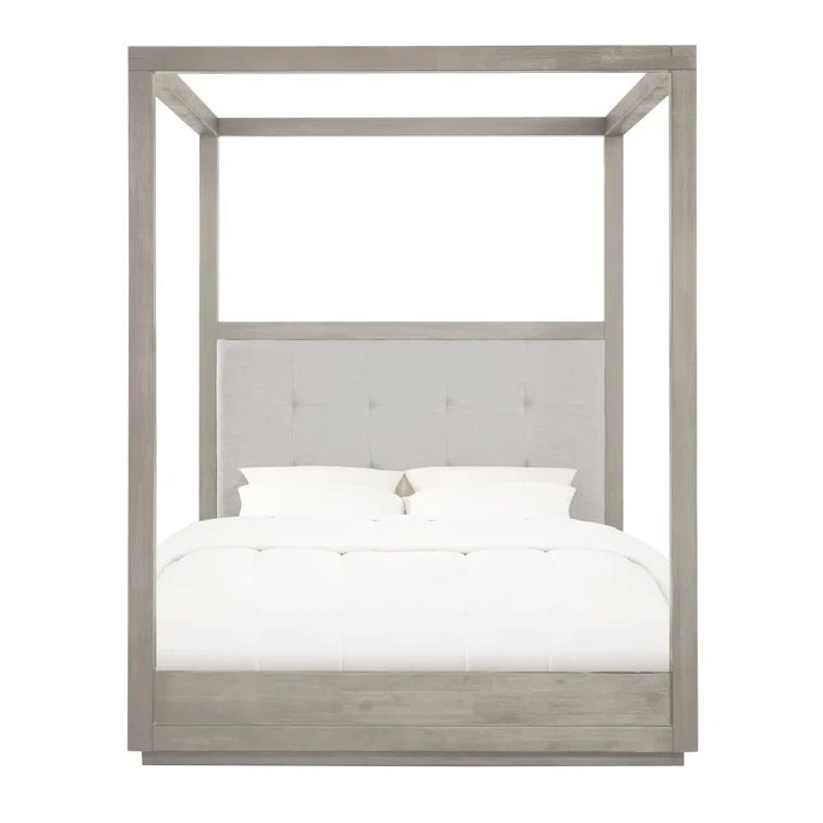 Elegant Queen-Sized Gray Linen Tufted Upholstered Platform Bed