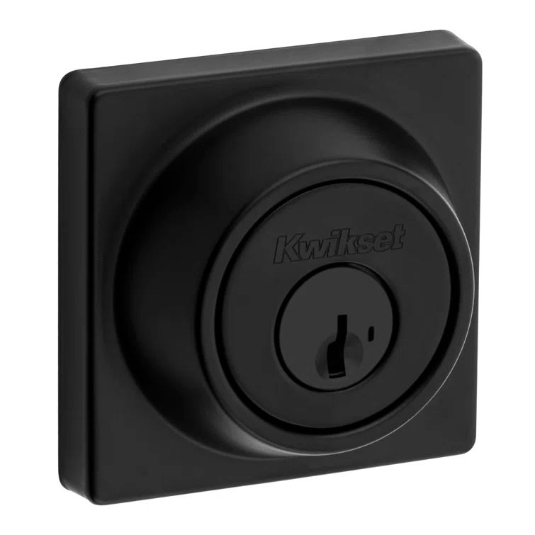 Matte Black Single Cylinder Deadbolt with Square Rosette