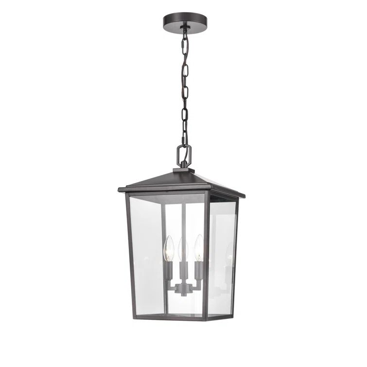 Fetterton Elegance 19.75" Bronze Outdoor Hanging Lantern with Clear Glass