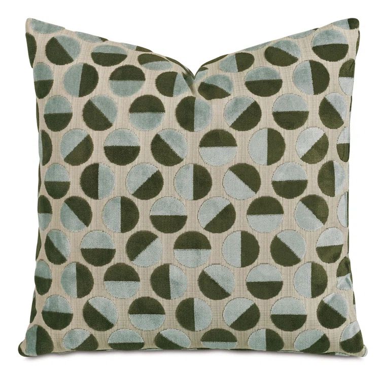 Spa Green and Beige Rayon Square Decorative Pillow