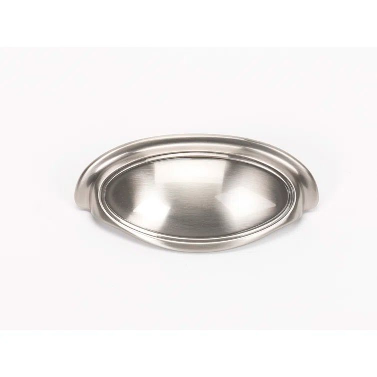 Satin Nickel Traditional Cup Pull with Mounting Hardware