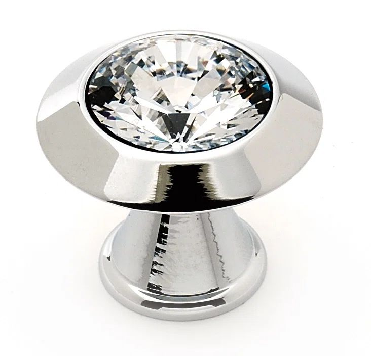 Polished Chrome Round Crystal Cabinet Knob