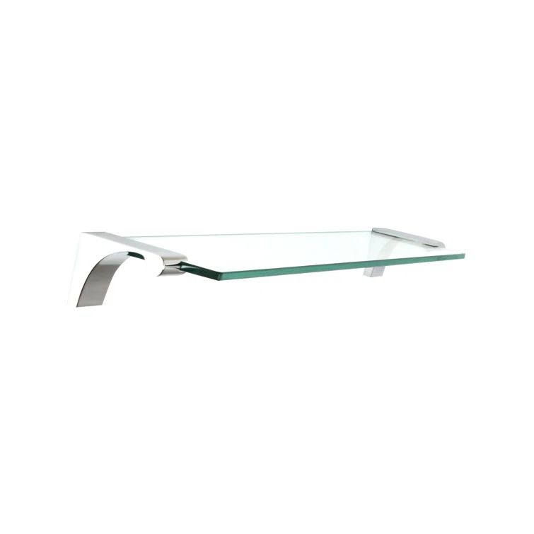 Luna 18'' Polished Chrome Glass Shelf with Brackets