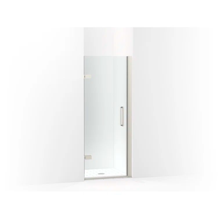 Anodized Brushed Nickel Frameless Pivot Shower Door with Clear Glass