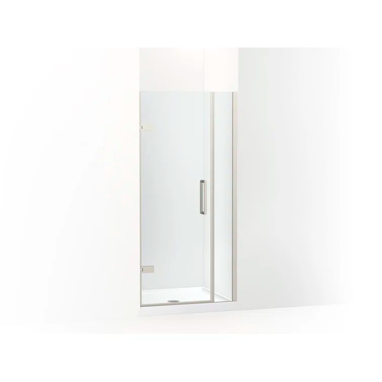 Anodized Brushed Nickel Frameless Pivot Shower Door with Clear Glass