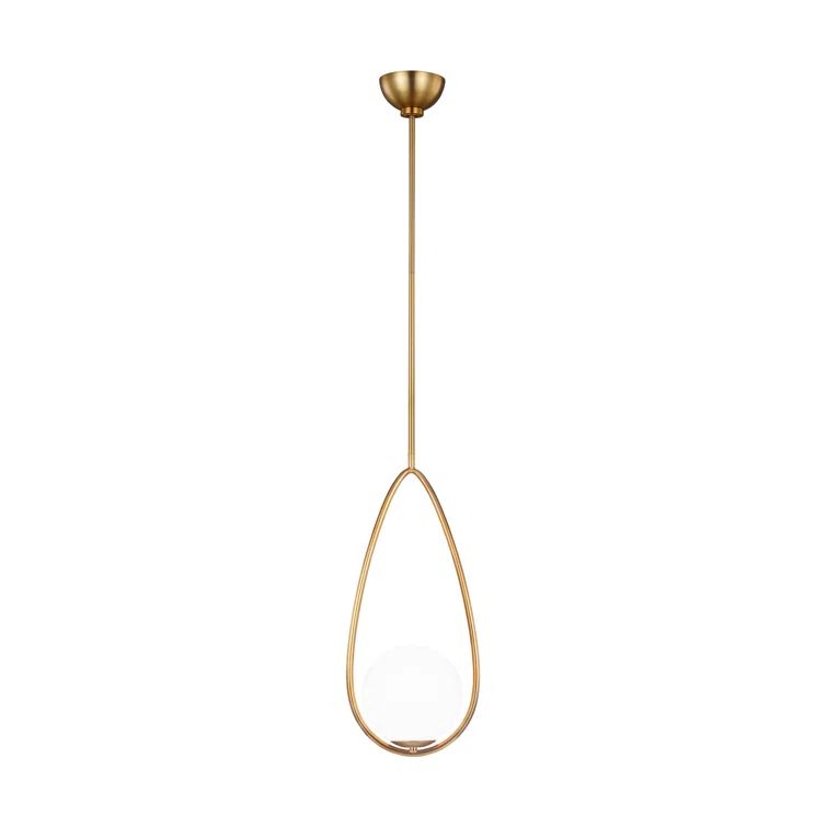 Burnished Brass 9.5" Teardrop Pendant Light with Glass Globe