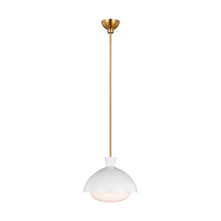 Lucerne Matte White and Burnished Brass Globe Pendant Light