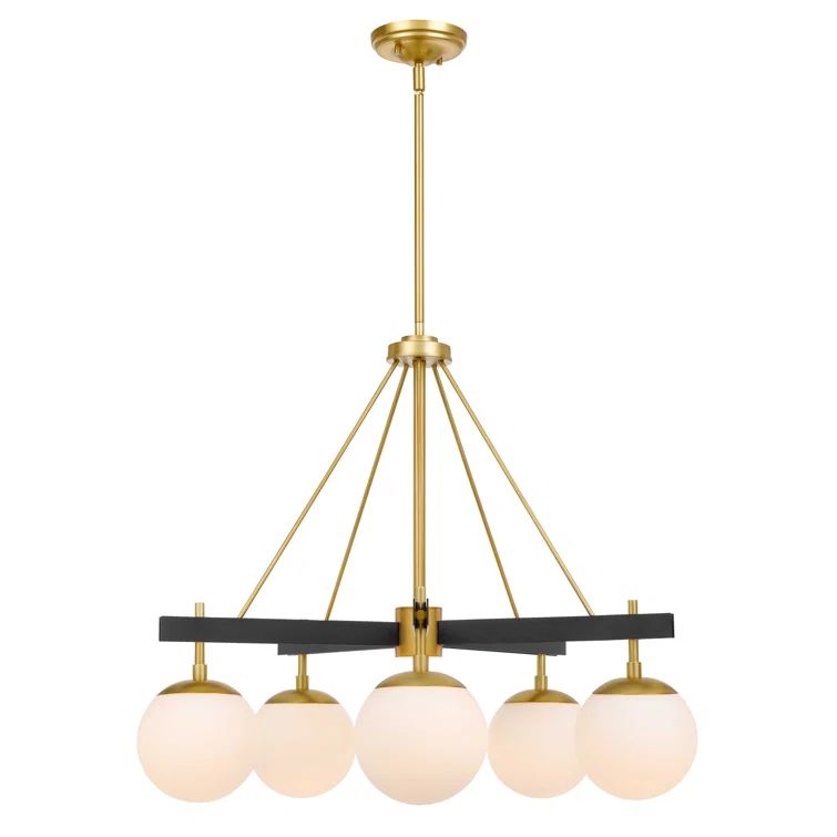 Allie 24.5'' Gold Brass Sputnik Chandelier with White Orbs