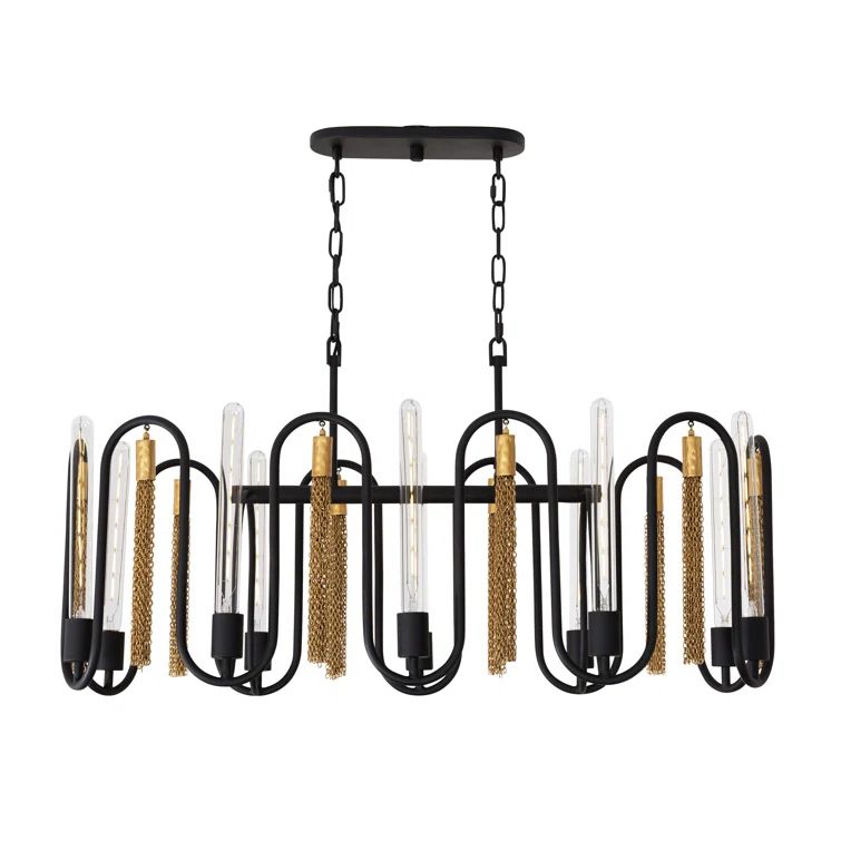 Darden Matte Black/Antique Gold 10-Light Rustic Island Pendant
