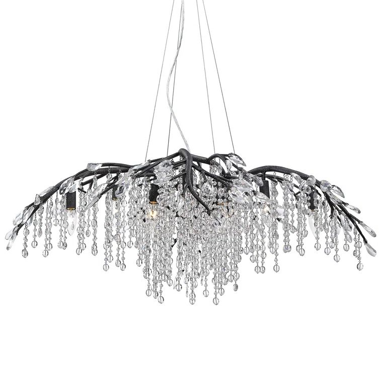 Black Crystal Candle 12-Light Chandelier