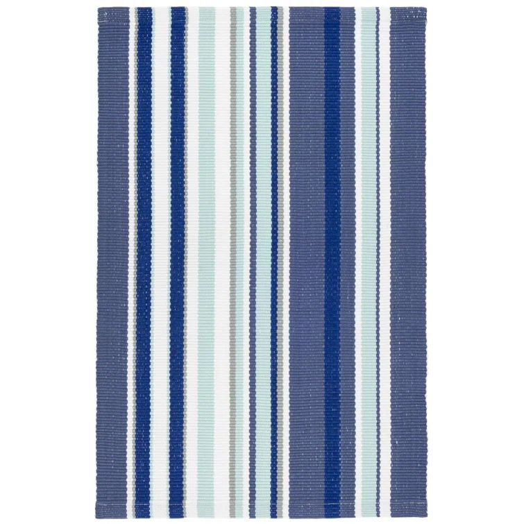 Marine Indigo Stripe Handwoven Synthetic Rug 2' x 3'
