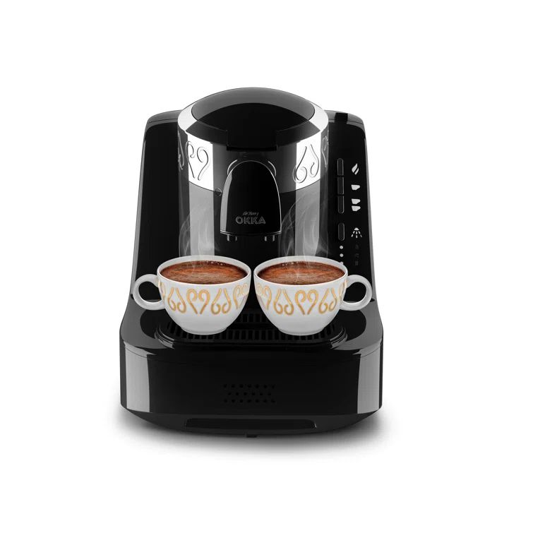Black and Chrome Turkish Coffee Maker with Auto Brew