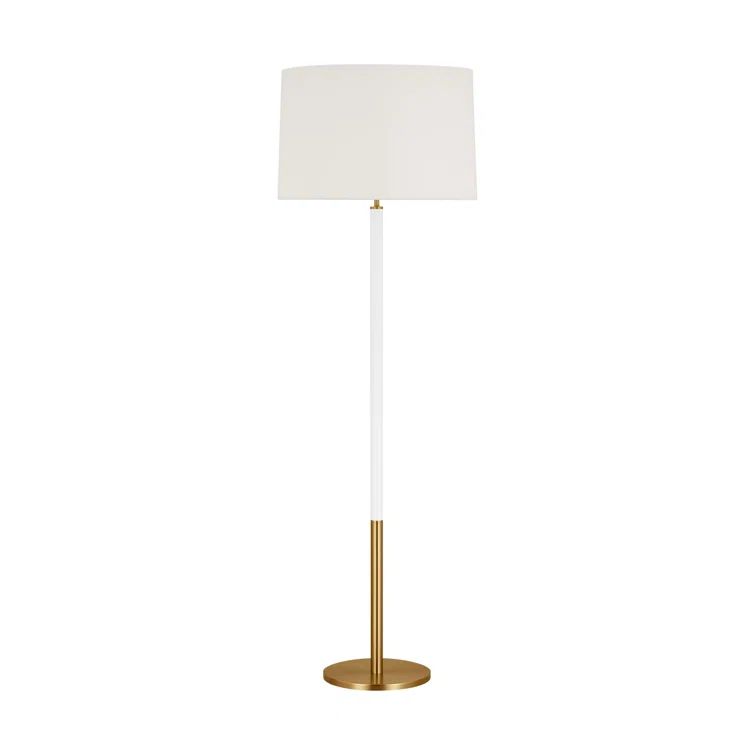 Monroe 62" Burnished Brass LED Floor Lamp with White Shade