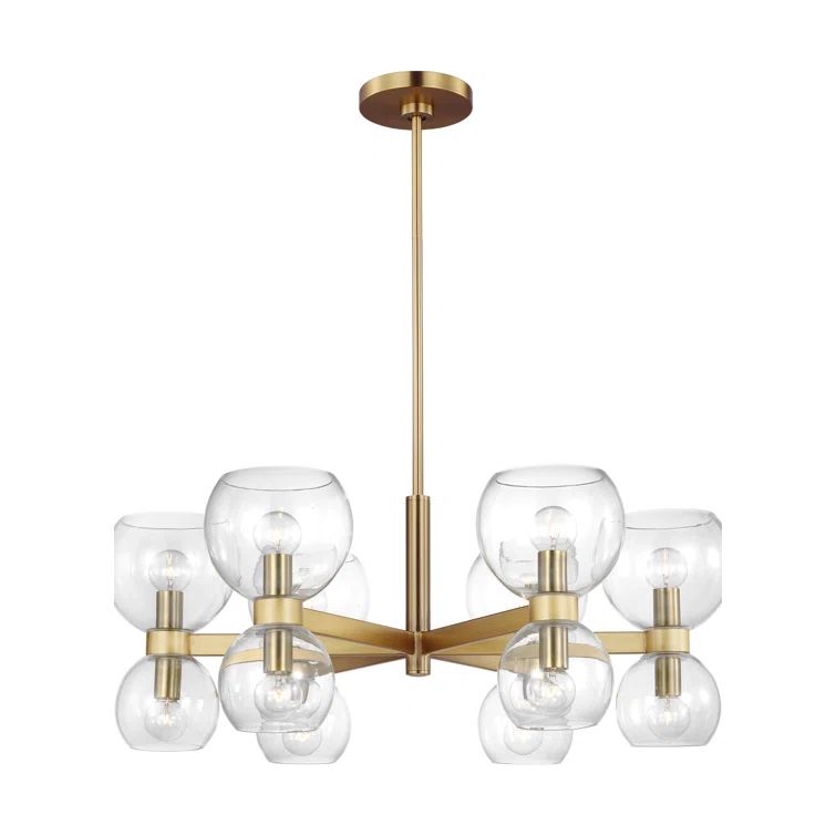 Londyn Burnished Brass 28" Modern Wagon Wheel Chandelier