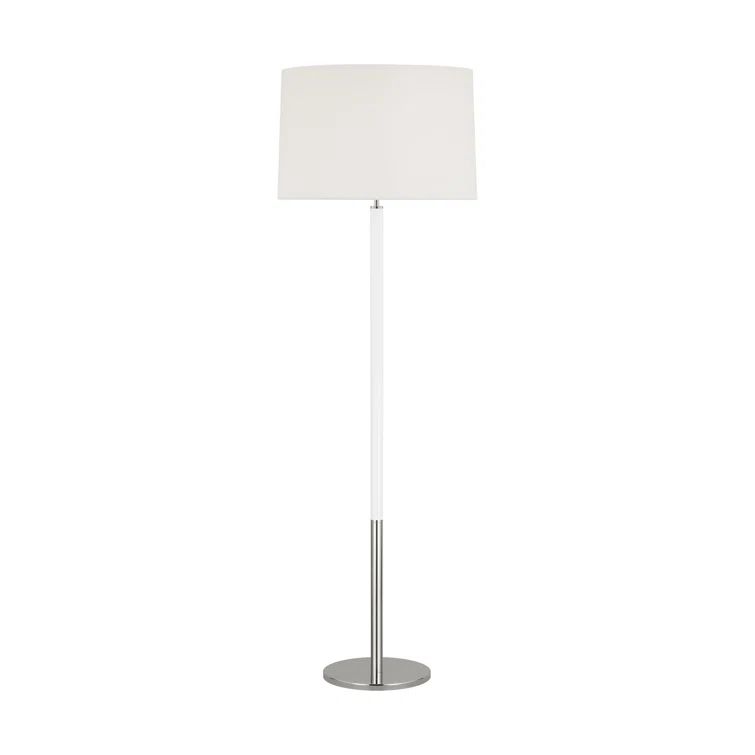 Elegant Monroe Polished Nickel Floor Lamp with White Drum Shade