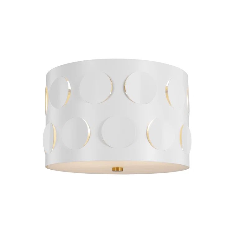 Dottie Polished Nickel 13" Brass-Glass Drum Flush Mount