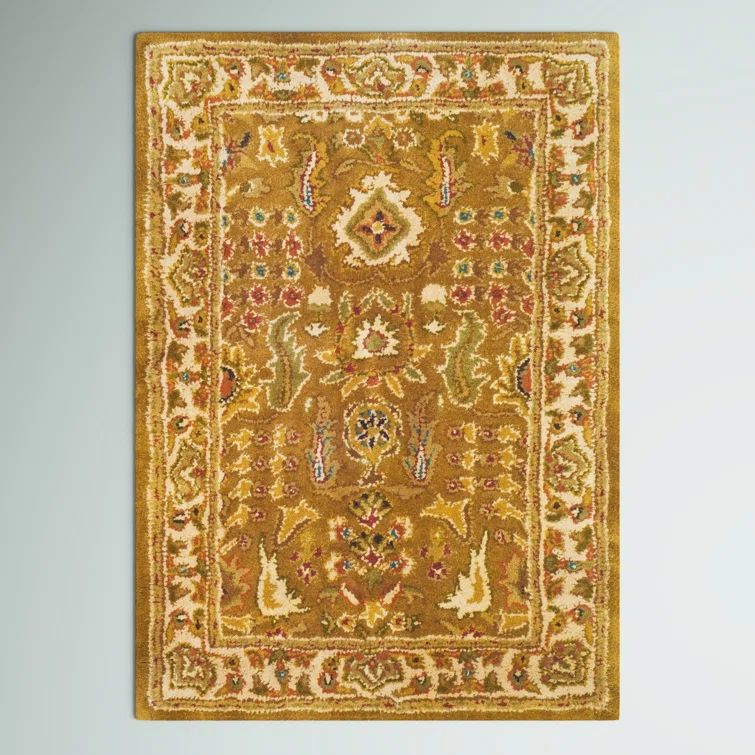 Elegant Ivory Hand-Tufted Wool Rectangular Rug 3' x 5'