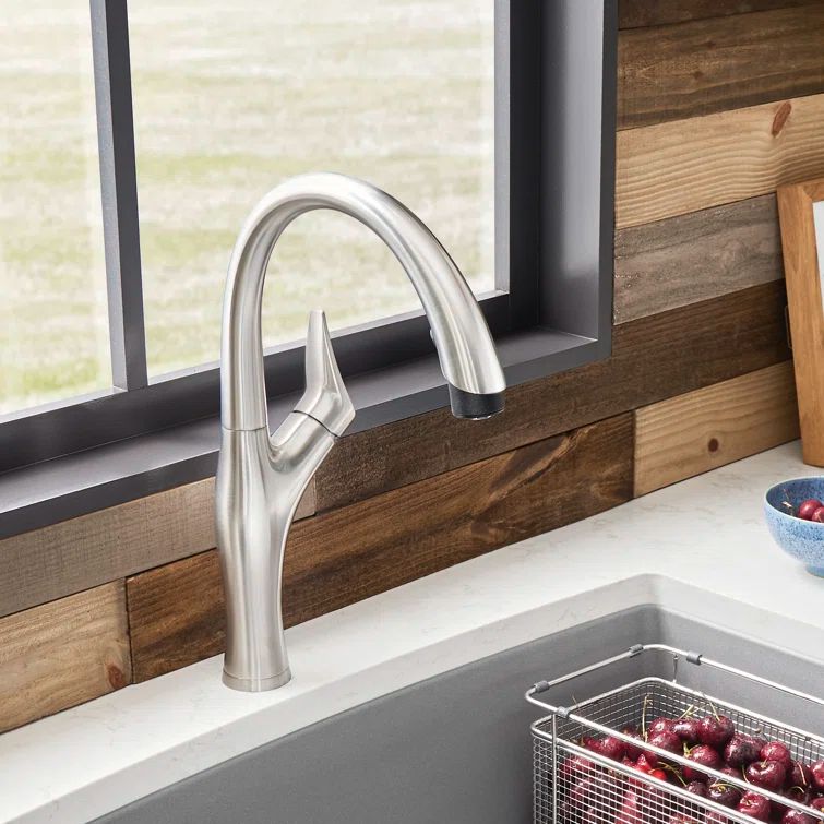 Stainless Steel Pull-Down Kitchen Faucet with Dual Spray