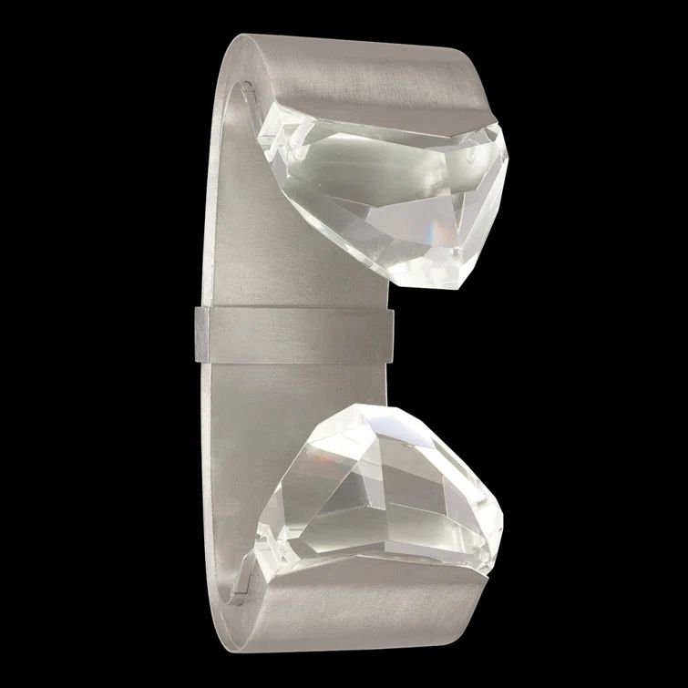 Strata Silver Leaf Dimmable 2-Light LED Wall Sconce with Carved Crystals