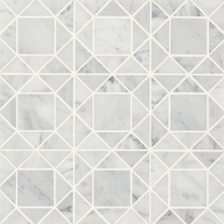 White Carrara Honed Marble Mosaic Sheet Tile 11.75'' x 11.75''