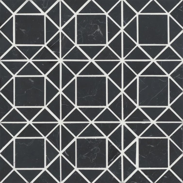 Nero Marquina Black and White Marble Mosaic Tile Sheet