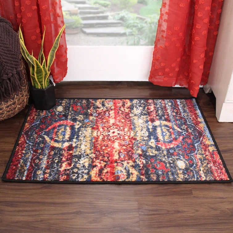 Transitional Medallion Multi-Colored Synthetic Area Rug 36"L x 24"W