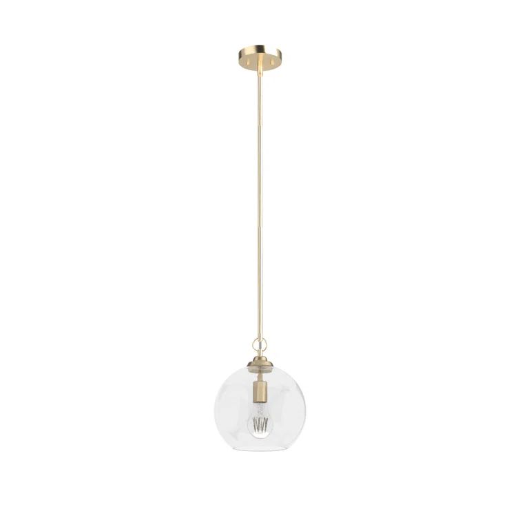 Alturas Gold Globe Pendant Light with Clear Seeded Glass Shade