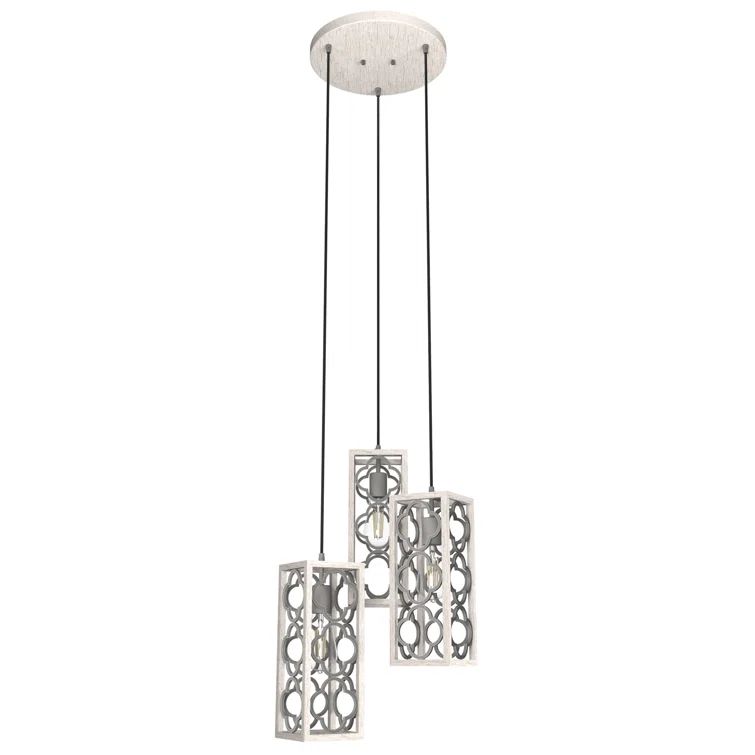 Gablecrest 15.75'' Distressed White 3-Light Cluster Pendant
