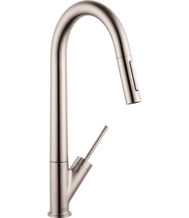 Starck Stainless Steel High-Arc Kitchen Faucet with Pull-out Spray