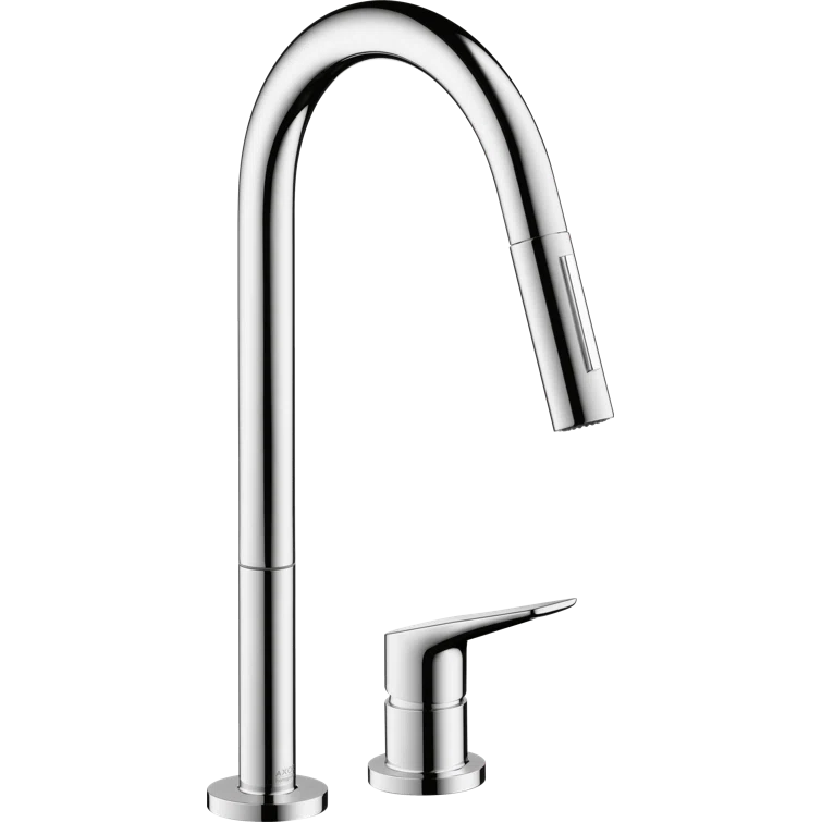 Chrome Brass Pull-Down Kitchen Faucet with Spray