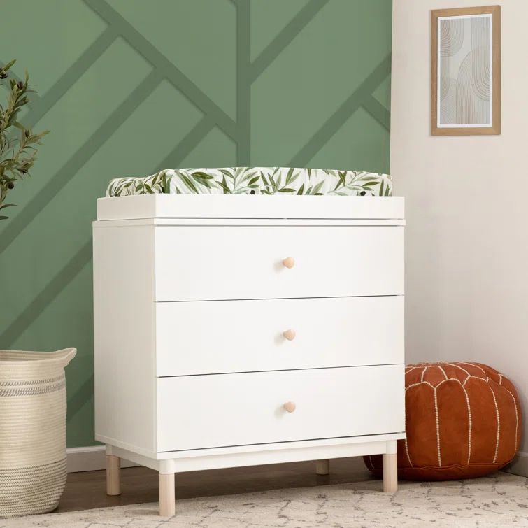 Gelato 3-Drawer White Dresser with Removable Changing Tray