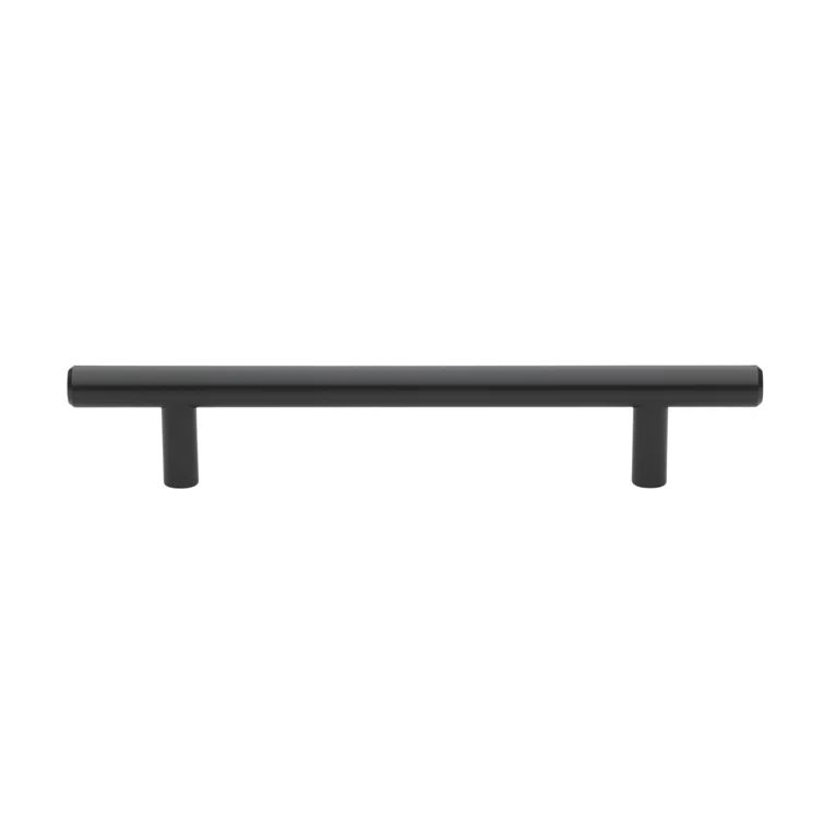 Matte Black Steel 6.13" Modern Bar Pull with Mounting Hardware