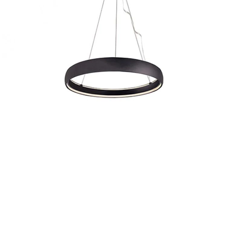 Halo Sleek Circular LED Pendant in Brushed Nickel and Black